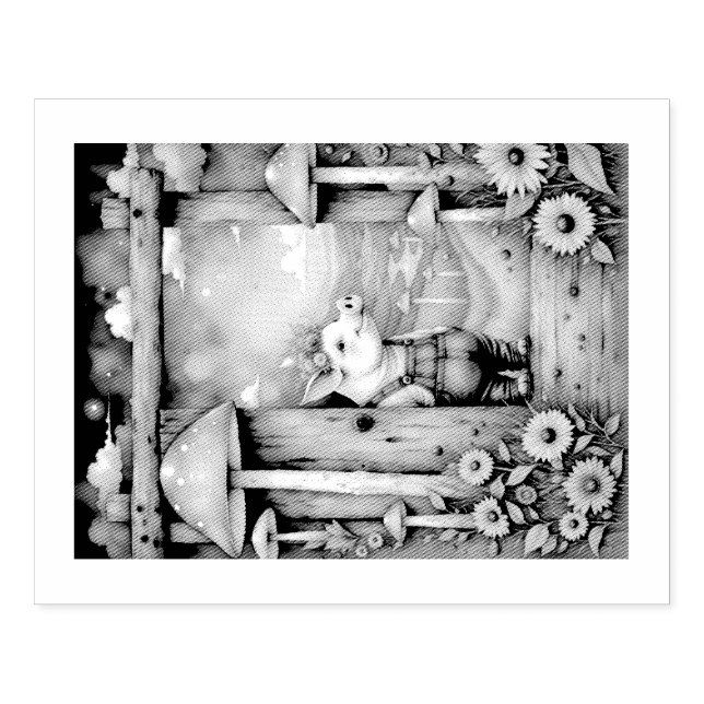 Whimsical Piglet Rubber Stamp (Imprint)