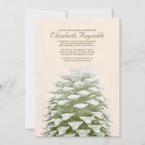 Whimsical Pine Cones Bridal Shower Invitations