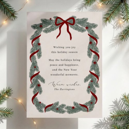 Whimsical Pine Garland Holiday Greeting Card