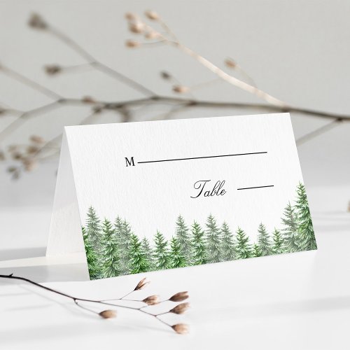 Whimsical Pine Tree Forest Wedding Place Card