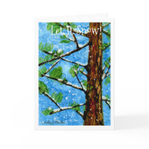 Whimsical pine tree in the snow holiday card