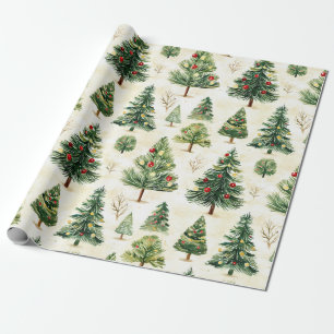 Whimsical Pine Trees Pattern Wrapping Paper