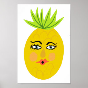 Whimsical Pineapple Art Poster