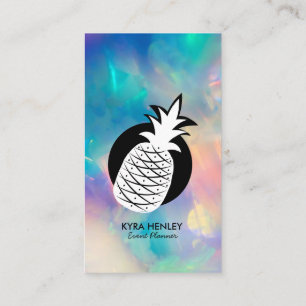 Whimsical Pineapple Simple Black White Any Service Business Card