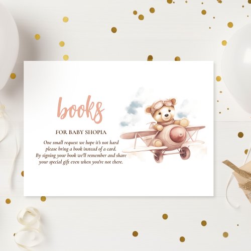 Whimsical Pink Airplane Adventure Baby Shower Enclosure Card