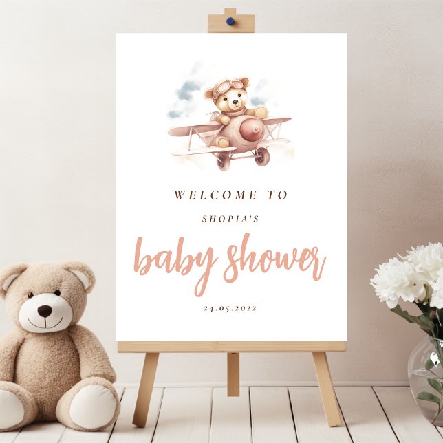 Whimsical Pink Airplane Adventure Baby Shower Foam Board (Creator Uploaded)