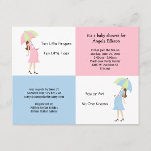 Whimsical Pink And Blue Baby Shower Invitation