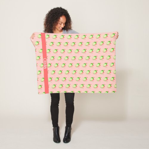 Whimsical Pink and Green Butterflies Personalized Fleece Blanket