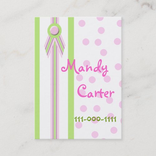 Whimsical Pink and Green Children's Calling Cards Business Card Template