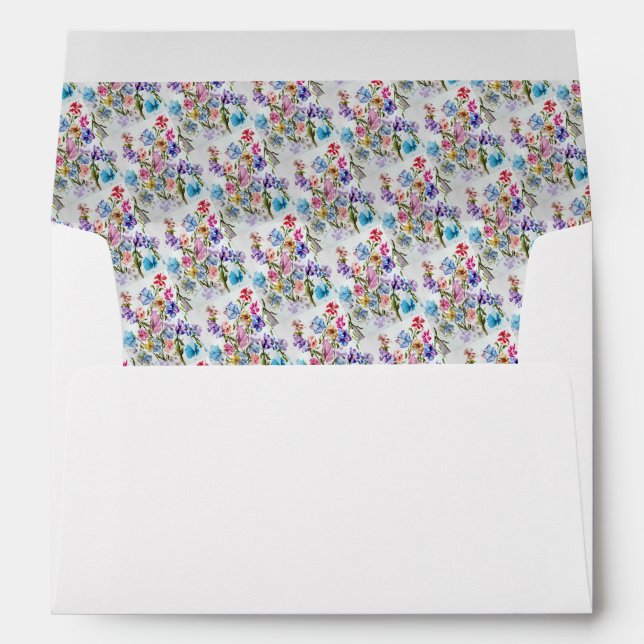 WHIMSICAL PINK AND PURPLE FLOWERS ENVELOPE (Back (Bottom))