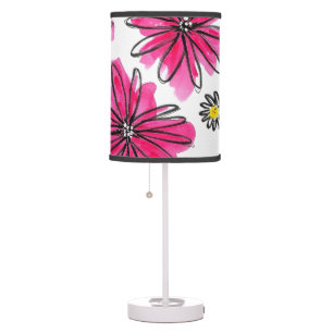Whimsical Pink and White Flowers Table Lamp