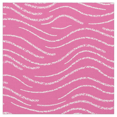 Whimsical Pink and White Wavy Striped Scribbles Fabric