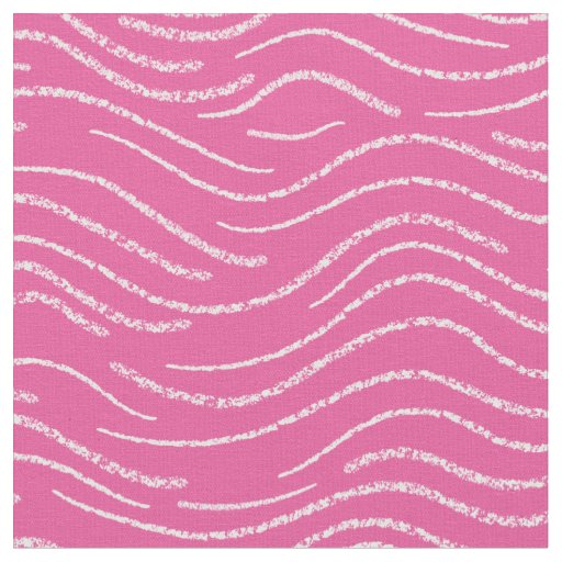 Whimsical Pink and White Wavy Striped Scribbles Fabric