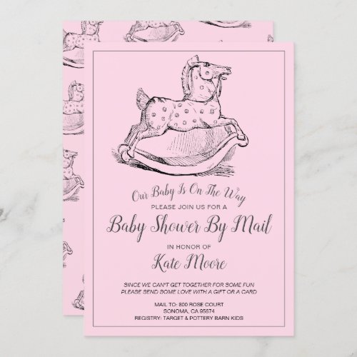 Whimsical Pink Baby Girl Baby Shower By Mail Invitation