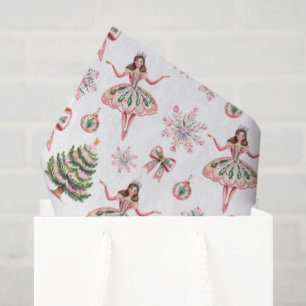 Whimsical Pink Ballerina Christmas Holiday Tissue Paper
