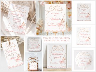 Whimsical Pink Ballerina Two Tu Cute 2nd Birthday 