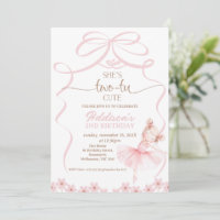 Whimsical Pink Ballerina Two Tu Cute 2nd Birthday