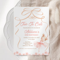Whimsical Pink Ballerina Two Tu Cute 2nd Birthday