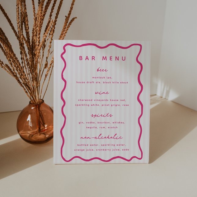 Whimsical Pink Bar Menu List Pedestal Sign (Creator Uploaded)