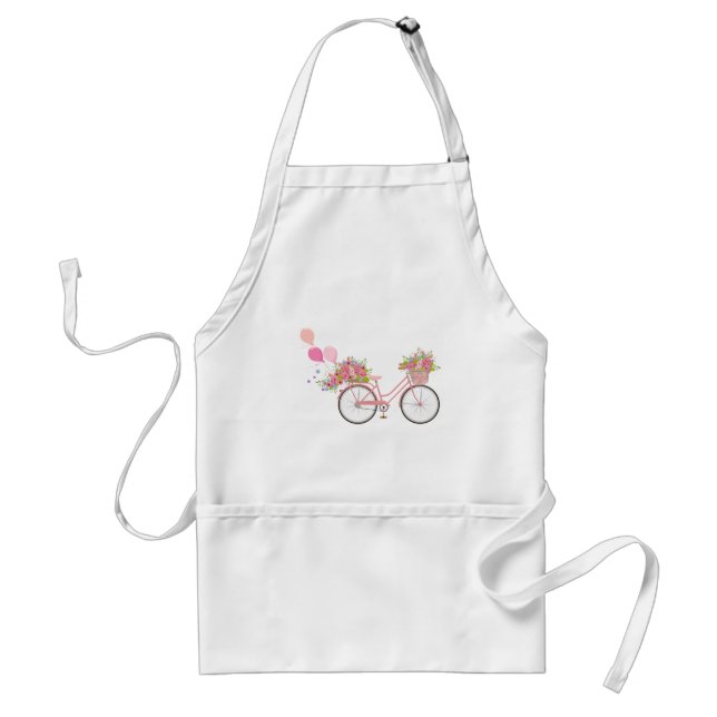 Whimsical Pink Bicycle Adult Apron (Front)