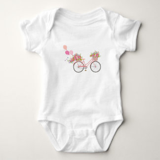 Whimsical Pink Bicycle Baby Bodysuit