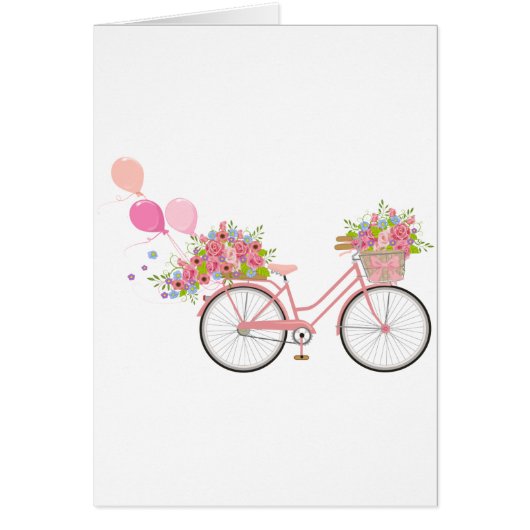 Whimsical Pink Bicycle Cards (Front)