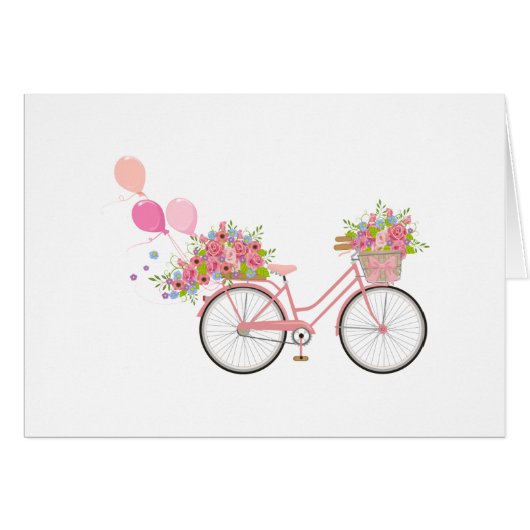 Whimsical Pink Bicycle Cards (Front Horizontal)