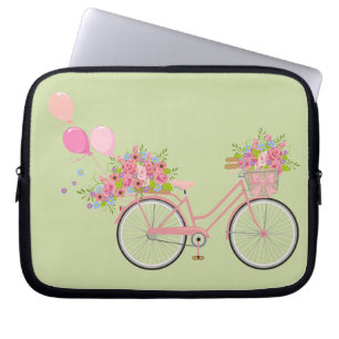 Whimsical Pink Bicycle Laptop Sleeve