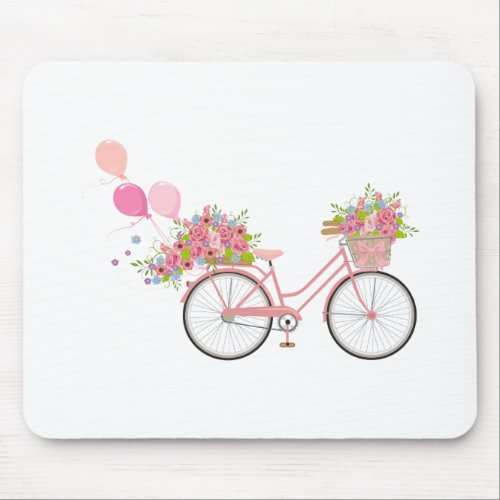 Whimsical Pink Bicycle Mouse Pad