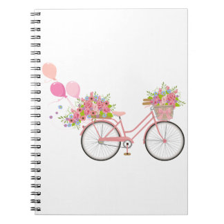 Whimsical Pink Bicycle Notebook