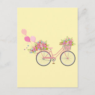 Whimsical Pink Bicycle Postcard