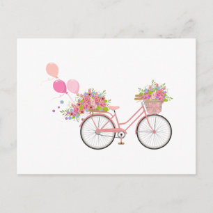 Whimsical Pink Bicycle Postcard