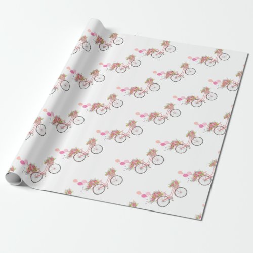 Whimsical Pink Bicycle Wrapping Paper