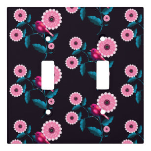Whimsical Pink Bird Floral Botanical Design Light Switch Cover