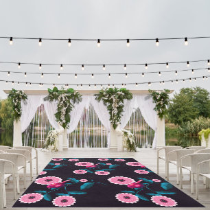 Whimsical Pink Bird Floral Botanical Design Outdoor Rug