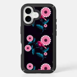 Whimsical Pink Bird Floral Botanical Design iPhone 16 Case