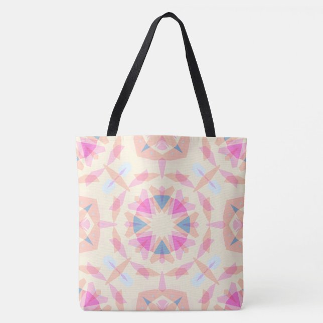Whimsical Pink Blue Star Pattern Dopamine Decor Tote Bag (Front)