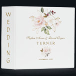 Whimsical Pink Blush Gold Floral Wedding Album 3 Ring Binder<br><div class="desc">Unique and elegant design featuring delicate gold outlined flowers and watercolour pink,  blush flowers; on the back floral ampersand and initials. Use Personalise tool to add your info. Visit,  please,  my Blush Gold Floral Collection.</div>