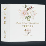 Whimsical Pink Blush Gold Floral Wedding Album 3 Ring Binder<br><div class="desc">Unique and elegant design featuring delicate gold outlined flowers and watercolour pink,  blush flowers; on the back floral ampersand and initials. Use Personalise tool to add your info. Visit,  please,  my Blush Gold Floral Collection.</div>