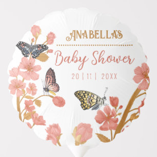 Whimsical Pink Boho Butterfly Girl Baby Shower  Balloon