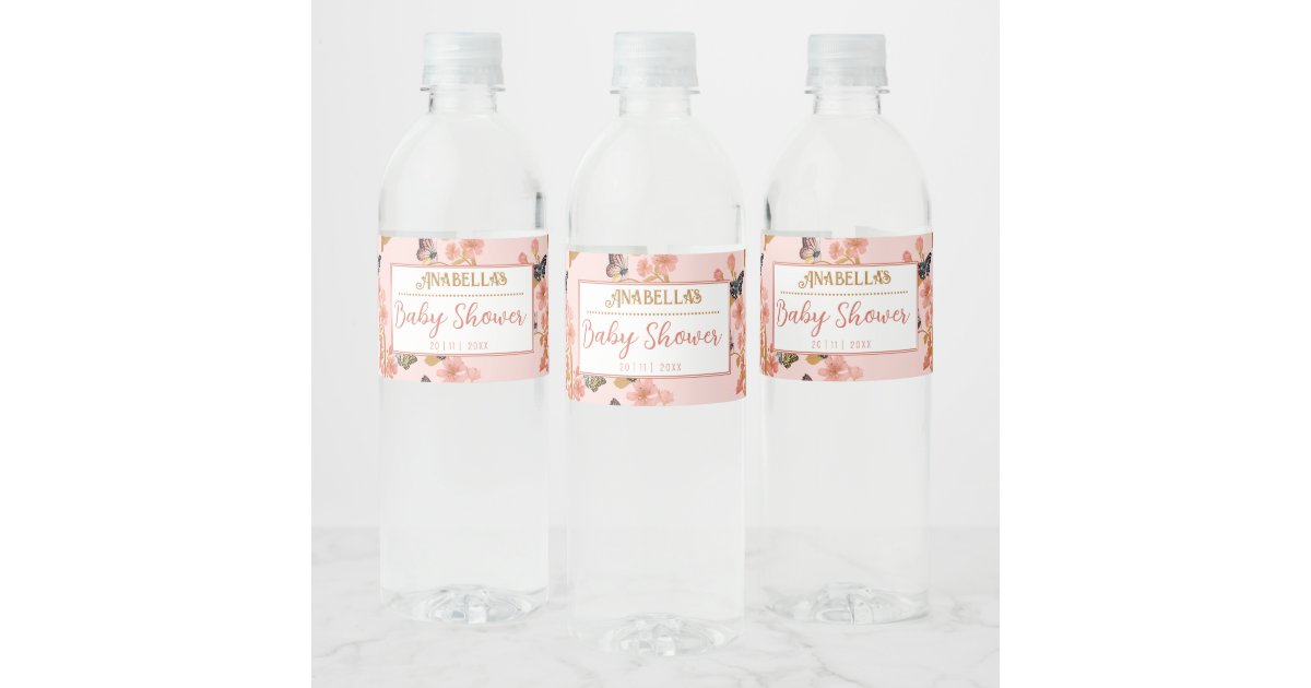 Boho Pink Baby Shower Water Bottle Labels