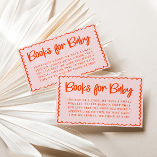 Whimsical Pink Books For Baby Insert, Baby Library Enclosure Card
