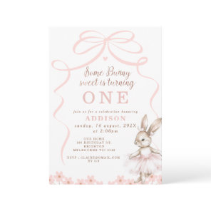 Whimsical Pink Bow Tutu Some Bunny Birthday  Invitation