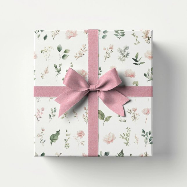 Whimsical Pink Bow & Watercolor Ballerina  Wrapping Paper (Creator Uploaded)