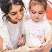 Whimsical Pink Bows Birthday Girl