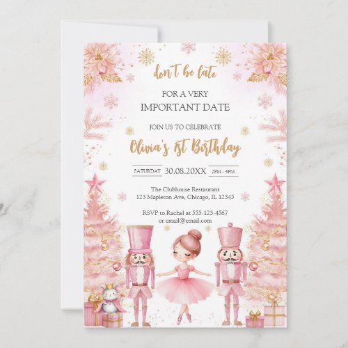 Whimsical Pink Brown Bows Ballerina Birthday