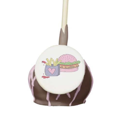 Whimsical Pink Burger and Fries Birthday Party Cake Pops