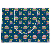 Whimsical Pink Burger and Fries Pattern Large Gift Bag (Front)