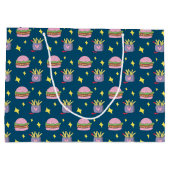 Whimsical Pink Burger and Fries Pattern Large Gift Bag (Back)