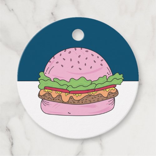 Whimsical Pink Burger Birthday Party Favor Tags